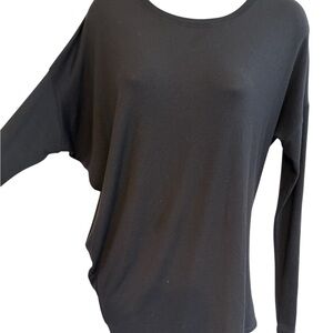 Athleta Black Relaxed Asymmetrical Long Sleeve Blouse